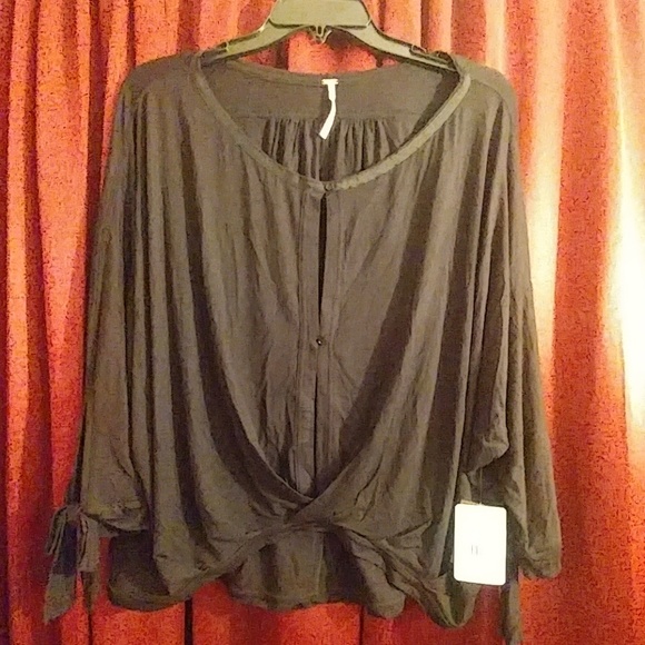 NWT Free People Wrap Key-Hole Blouse - Picture 2 of 5